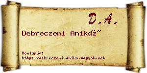 Debreczeni Anikó névjegykártya