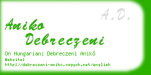 aniko debreczeni business card